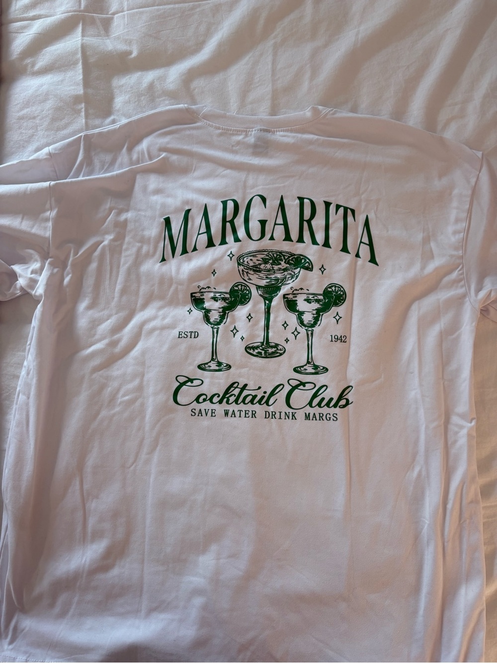 Margarita Cocktail Club Graphic Tee - White with Green Print